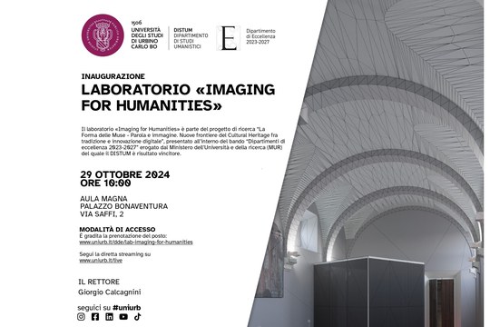 CERIMONIA DI INAUGURAZIONE DEL LABORATORIO "IMAGING FOR HUMANITIES" PRESSO L'UNIVERSITÀ DI URBINO