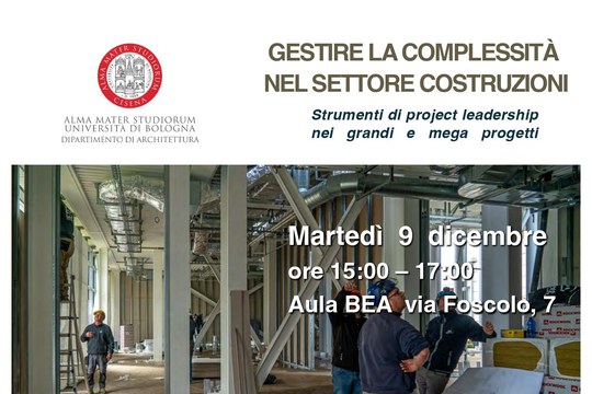 GESTIRE LA COMPLESSITA' NEL SETTORE COSTRUZIONI - STRUMENTI E PROJECT LEADERSHIP NEI GRANDI E MEGA PROGETTI